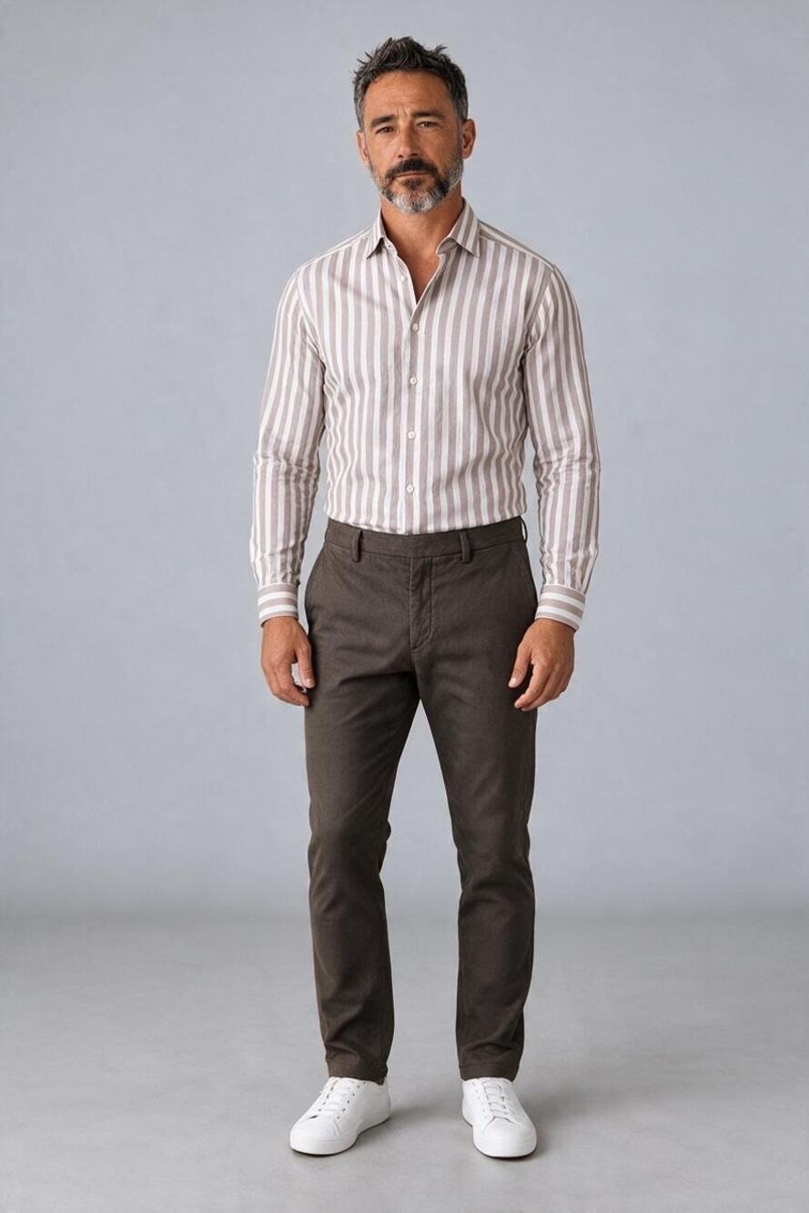 REISS Kelso Button Down Shirt Size S NEW $145 Stripe Brown White Slim Fit